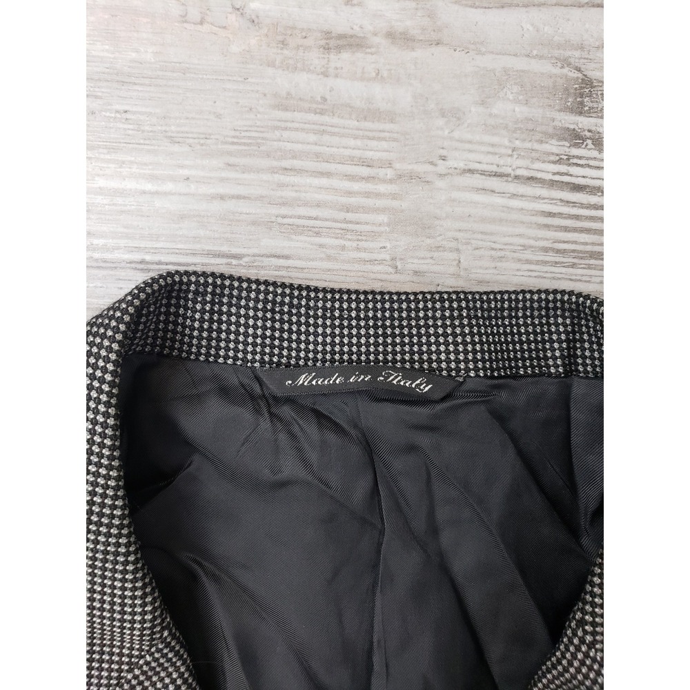 Canali Mens Micro Check Two Button Blazer Jacket Grey Black Checkered Pattern - Picture 15 of 16